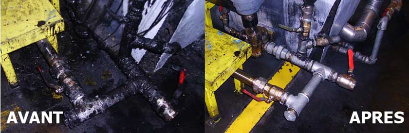 Avant et après nettoyage cryogénique