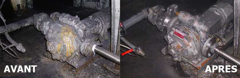 Avant et après nettoyage cryogénique